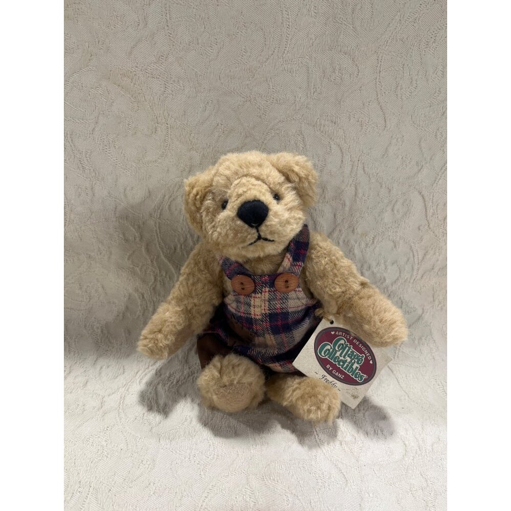 Ganz Cottage Collectibles Freddy Bear In Plaid Overalls Artist Designed Collecti
